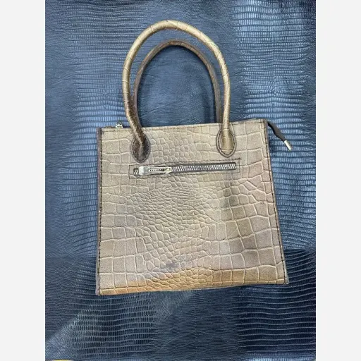 کیف دستی تمام چرم گاوی زحل رنگ بندی گزینه ها عسلی فلوتر