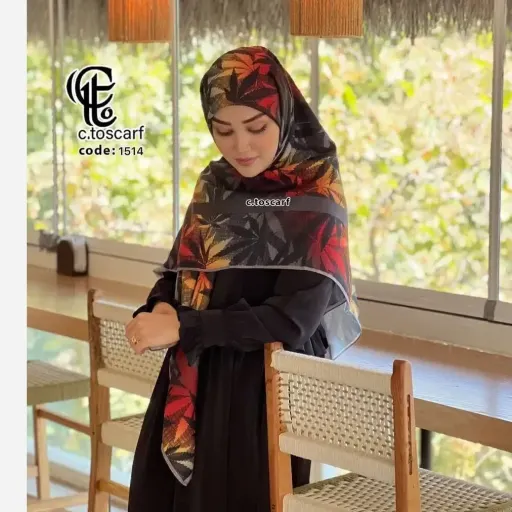 روسری نخی طرح گلمهر سایز 140 مزونی چرخ دوز