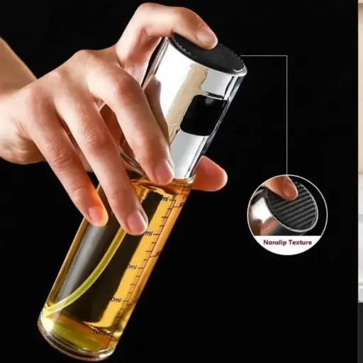 ظرف اسپری روغن طلایی مناسب انواع روغن زیتون روغن کنجد سرکه و مایعات رنگ نقره ای براق