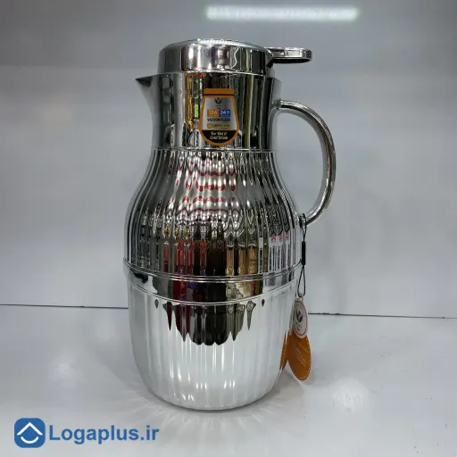 فلاسک 2 لیتری سکندر لمتید مدل رویال (شیشه صورتی آنتیباکتریال) (پسکرایه) رنگ طلایی