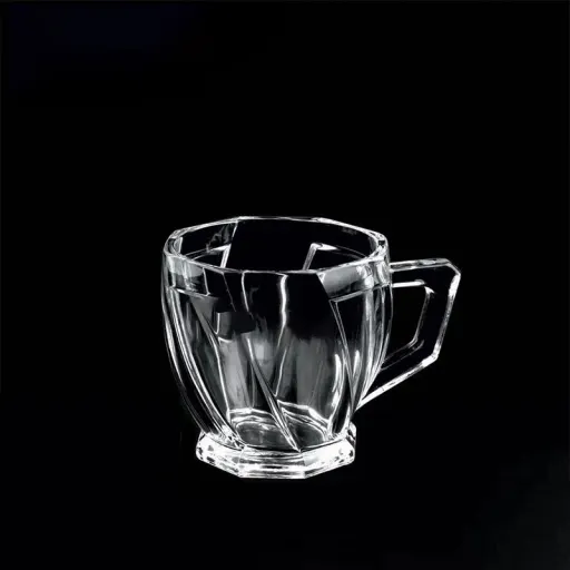 فنجان مدل اسکوئر مجموعه شش عددی رنگ بی رنگ شفاف