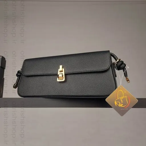 کیف چرمی زنانه مدل هلما - چرم شرانگ وارداتی با قفل پیچی طلایی برای مهمانی و مجالس رنگ قهوه ای