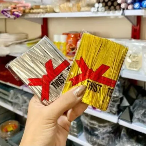 سیم بسته بندی رنگ نقره ای 10سانت بسته حدود200عددی