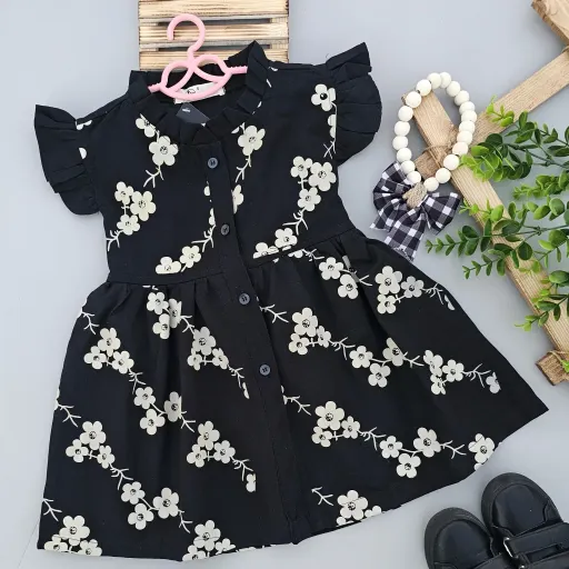 سارافون دخترانه لنین طرح شکوفه سایز 3 تا 8 سال گزینه ها M