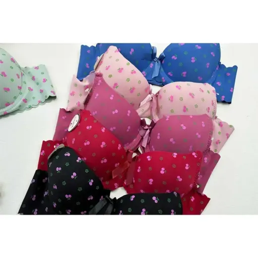سوتین زنانه اسفنجی فنردار مدل گیلاسی کد 11503 با پارچه لیزری و کاپ A گزینه ها سایز SIZS 85 | مشکی