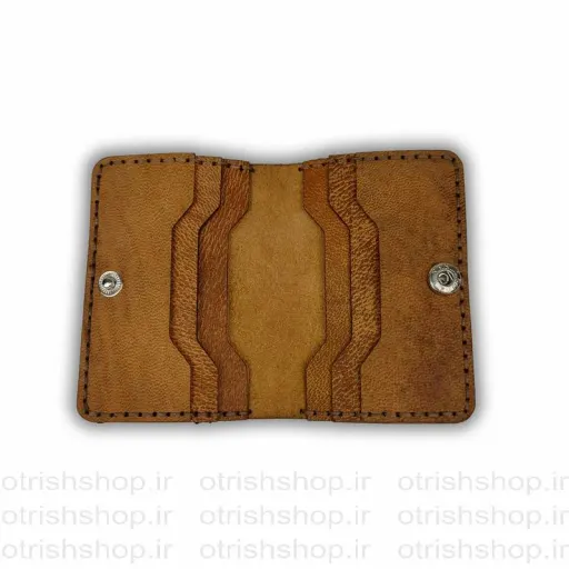 کیف کارت چرم طبیعی شتری | هدیه ماندگار زنانه و مردانه با 6 جای کارت و کیفیت فوقالعاده