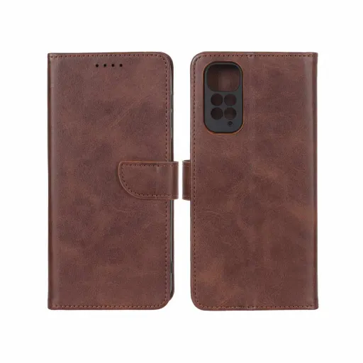 کیف چرمی موبایل جاکارتی مگنتی محافظ لنزدار شیائومی مدل Xiaomi Redmi Note 11 4G / Redmi Note 11S رنگ خاکستری