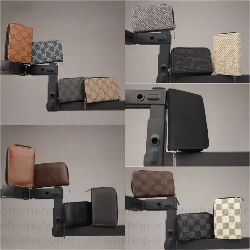 کیف کارت آکاردئونی زیپی چرمی (8 جای کارت، قابل انتخاب 5 طرح و رنگبندی متنوع) | فروشگاه کیف اتریش طرح کیف طرح ساده براق(چرم لئو)