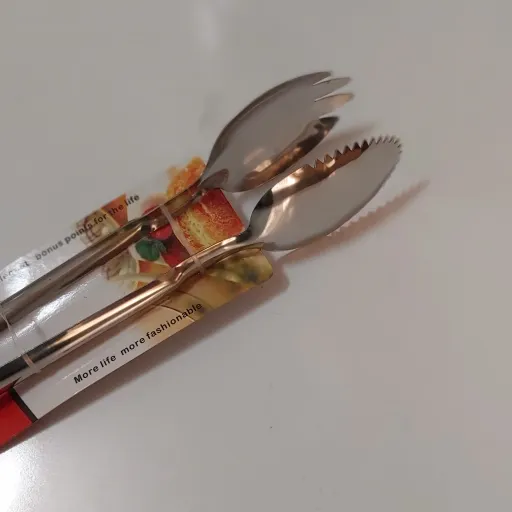 انبر سالاد استیل طول 22cm  مدل چنگالی