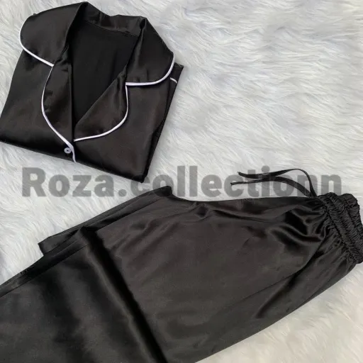 بلوز شلوار پیژامه ساتن آستین بلند مغزی دوزی ساده(رنگ دلخواه)+کدتخفیف crtgh +اسکرانچی هدیه سایز 46