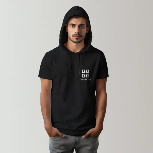 تی شرت کلاه دار مردانه مدل C14030218f سایز مشکی - XXL
