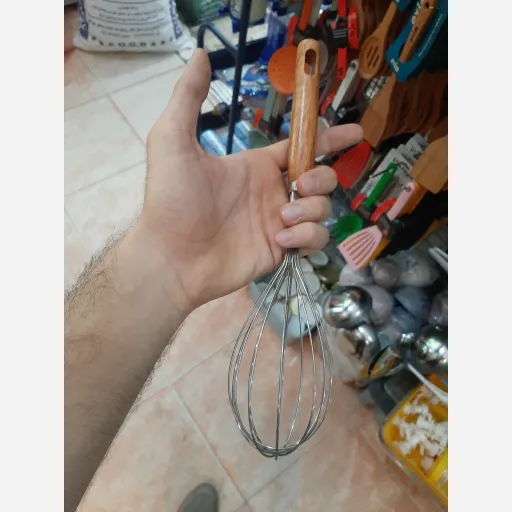 همزن استیل با دسته چوبی درجه یک 