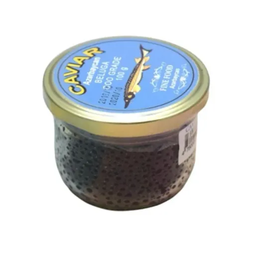 خاویار سیاه بلوگا آذربایجان وزن 100 گرم ا Beluga Caviar Azerbaijan 100G