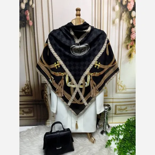 روسری نخ کاستوم بافت شطرنجی