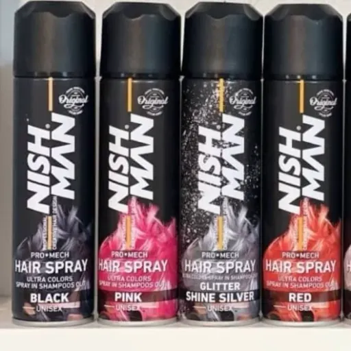 اسپری رنگ مو صورتی نیش من NISHMAN Temporary Hair Colour Spray 150 ml رنگ صورتی