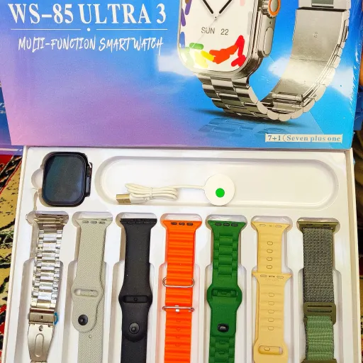 ساعت هوشمند 7 بند ws 85 ultra 3 مدل 2025 (بند فلزی) سوپر امولد رنگ مشکی