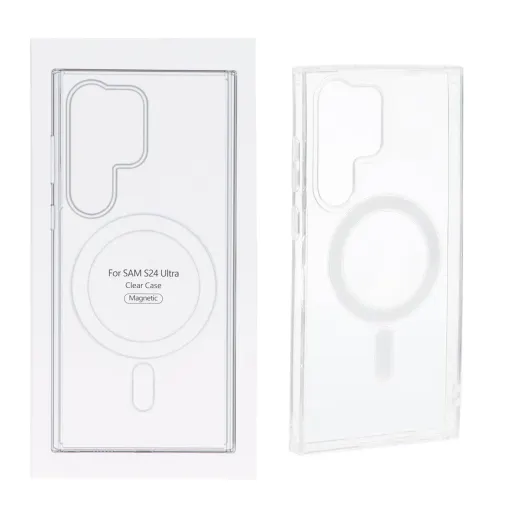 قاب مگ سیف شفاف با قابلیت شارژ MagSafe سامسونگ مدل Samsung Galaxy S24 Ultra رنگ مشکی
