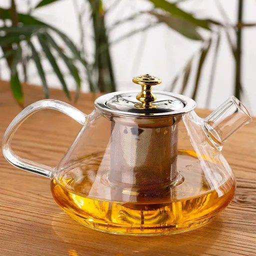 قوری پیرکس مدل کف پهن برند Deli بسته یک عددی