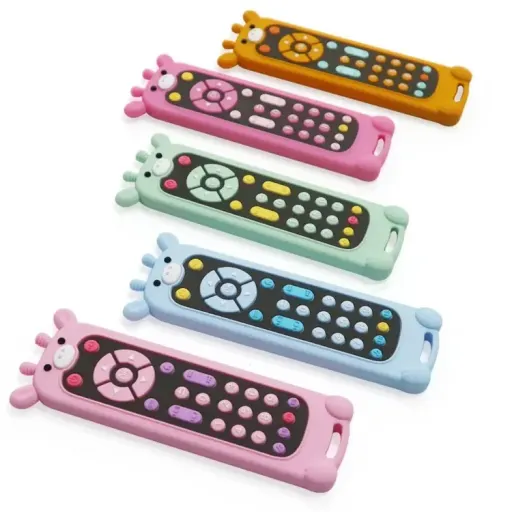 دندانگیر سیلیکونی نوزاد طرح کنترل زرافه ای رنگ خردلی