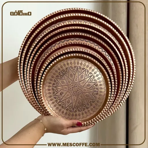 سینی گرد مسی(طرح ترمه) | سایز 2