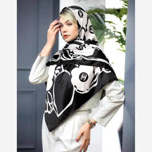 روسری ابریشم توییل شنل گل