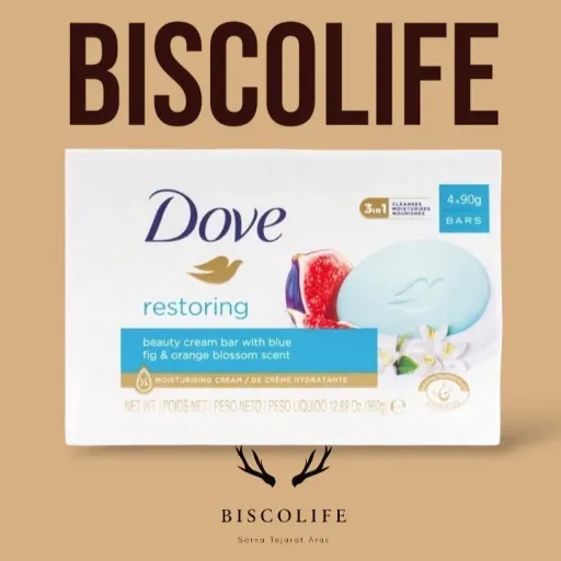 صابون انجیر آبی و شکوفه پرتقال داو Dove مناسب پوست کدر بسته 4 عدد 360 گرم 