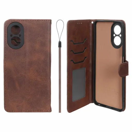 کیف موبایل مگنتی جاکارتی و محافظ لنزدار درجه یک داخل خز MNC Plus ریلمی مدل Realme C67 4G رنگ قهوه ای