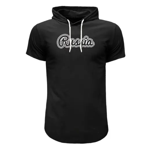 تی شرت کلاه دار آستین کوتاه مردانه مدل راشا کد 4366 سایز مشکی - XXL