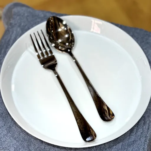 قاشق و چنگال استیل مدل ته گرد برند یونیک آلمان بسته 12 عددی
