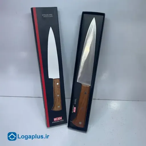چاقوی آشپزخانه دسته چوبی مدل MC804 با تیغه استیل ضد‌زنگ [پسکرایه]