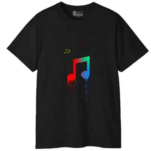 تی شرت آستین کوتاه مردانه پاد آفرین مدل موسیقی آهنگ ترانه کد 176 سایز مشکی - M