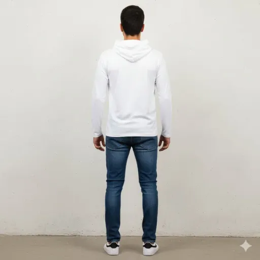 تیشرت کلاهدار آستین بلند مردانه مدل sca کد 8790 سایز سفید - XL