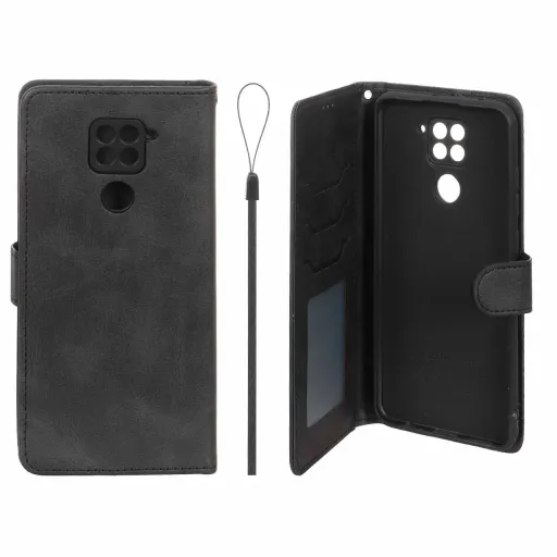 کیف موبایل چرمی جاکارتی و محافظ لنزدار درجه یک داخل خز MNC Plus شیائومی مدل Xiaomi Redmi Note 9 / Redmi 10X 5G / Red... رنگ قهوه ای