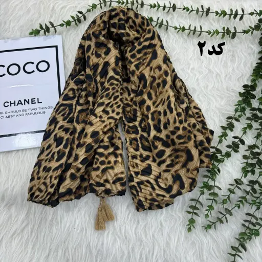شال پلیسه پلنگی نخی زنانه کد 889 قواره 210x70 سانتیمتر بدون آبرفت و چروک گزینه ها کد-1