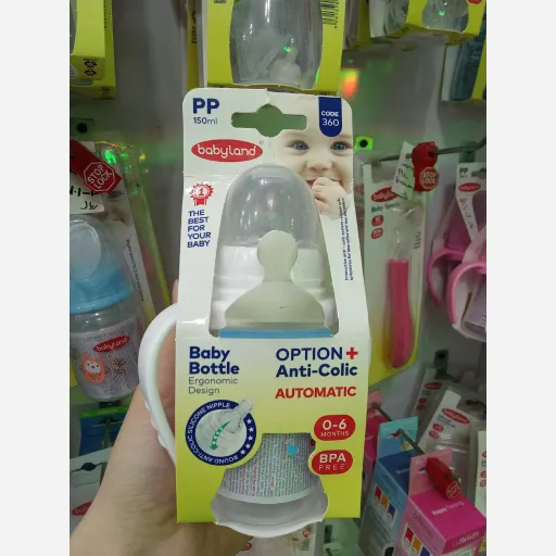 شیشه شیر آنتی کولیک  0تا 6 ماه 150 میل بی بی لند کد360