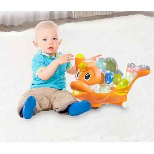 ماهی چرخدندهای موزیکال چراغدار HD9051 HD Toys اسباببازی تعاملی کودک رنگ آبی