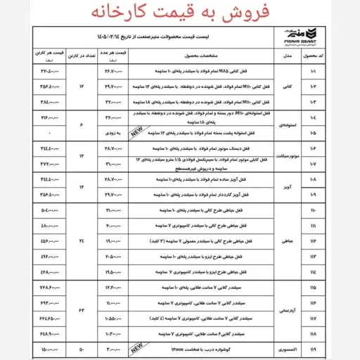 قفل موتور بکسلی منیر صنعت 1.5 متری (فولادی) 