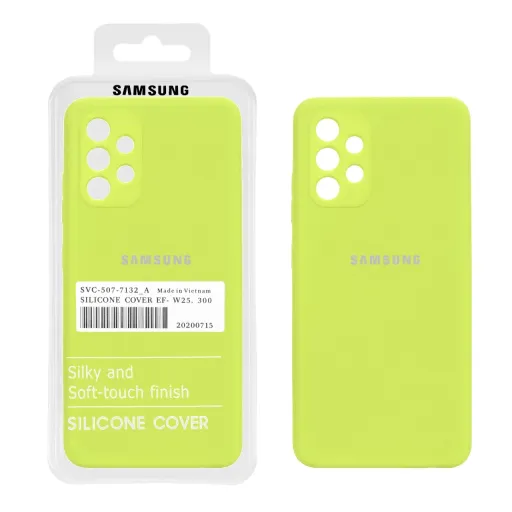 قاب سیلیکونی درجه یک پاک کنی محافظ لنزدار اورجینال سامسونگ Samsung Galaxy A32 4G - سبز فسفری (پک دار)