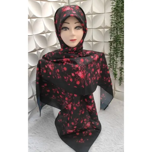 روسری نخی گلهای سرخ