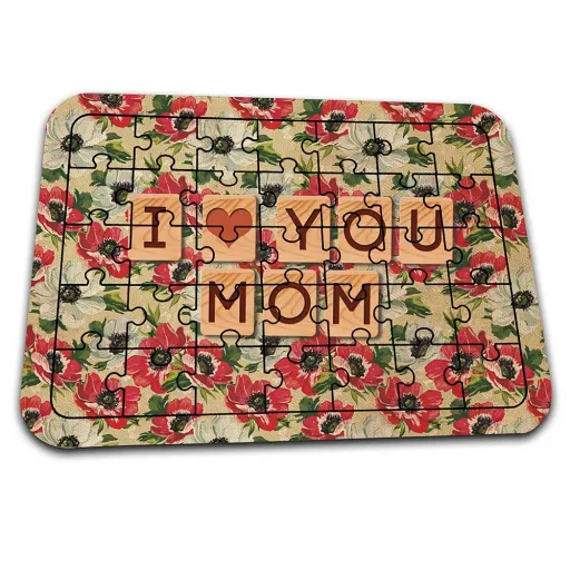 پازل با طرح روز مادر I LOVE YOU MOM کد PZ660 سایز و جنس ام دی اف سایز آپنج
