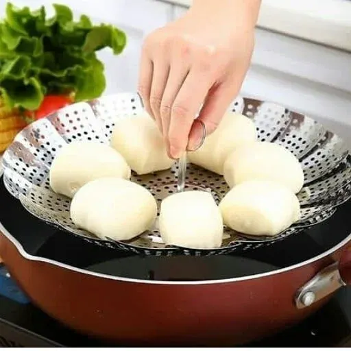 بخارپز استیل بزرگ ضد زنگ قابل تنظیم پایه دار و دسته دار (تکی -یک عدد)قطر 27سانت