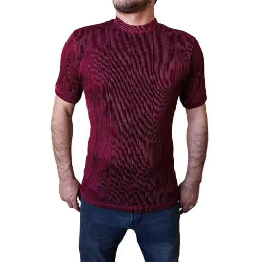 تیشرت سوپر پنبه برجسته - زرشکی سایز XL