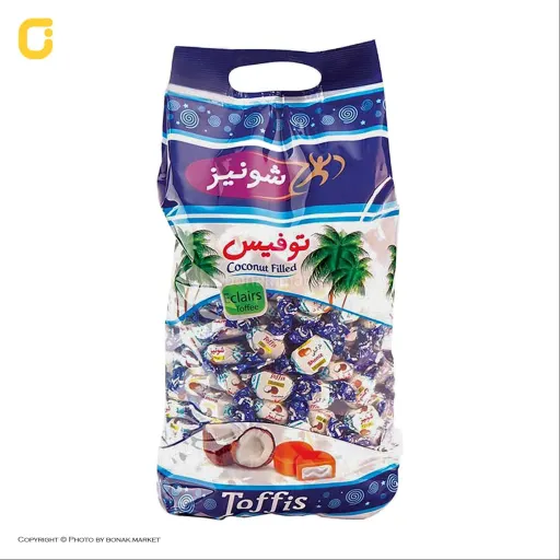 شکلات تافی مغزدار نارگیلی شونیز توفیس 500 گرمی غرفه آجیل خشکبار مهران