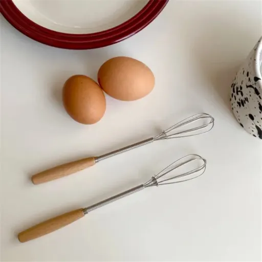 همزن دستی مدل کافی استیل دسته چوبی