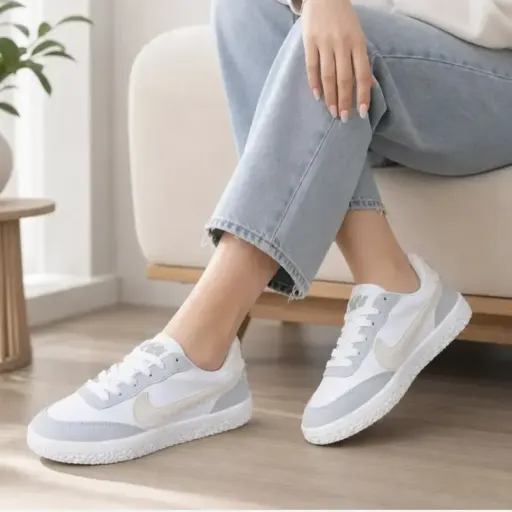 کفش ونس زنانه نایک مدل نارسیس رنگ کرم طوسی سایز 37 تا 40 سایز 38