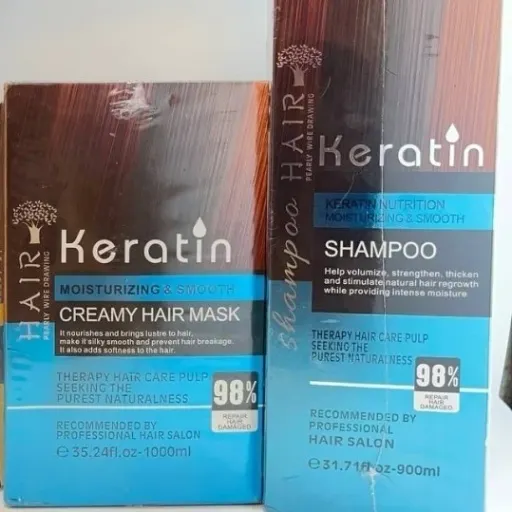 شامپو و ماسک بدون سولفات 98 درصد کراتین-Keratin مدل Hair