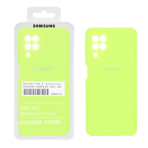 قاب سیلیکونی درجه یک پاک کنی محافظ لنزدار اورجینال سامسونگ Samsung Galaxy A22 4G / M22 / M32 4G / F22 (پک دار) رنگ نارنجی فانتزی