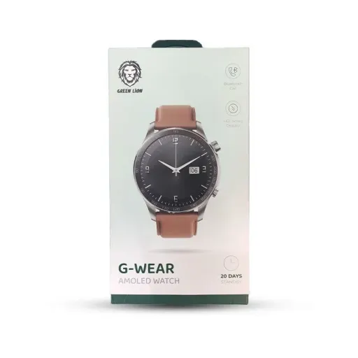 ساعت هوشمند 44 میلی متری گرین لاین مدل SHR G WEAR بند چرم مصنوعی