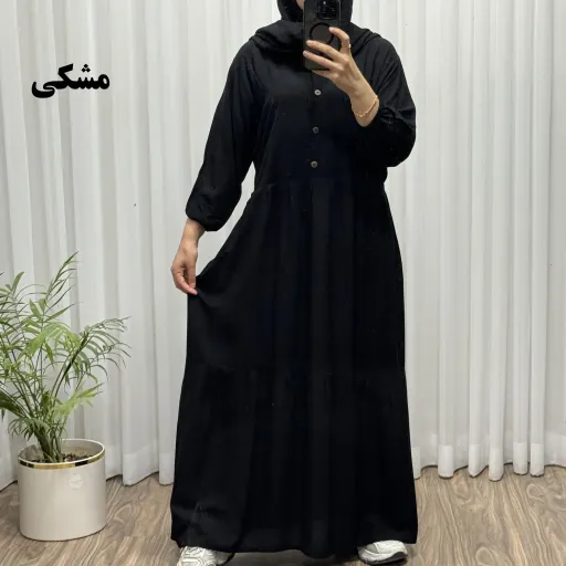 پیراهن ساحلی جلو دکمه نخی شسته شده فری سایز تا 46 بدون آبرفت و رنگ رفت کمربند دار تن خور شیک گزینه ها نسکافهای
