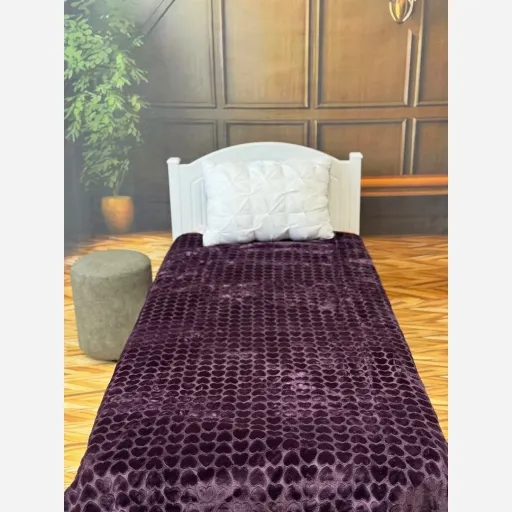 پتو نرمینه دونفره مدل نگین بسیار لطیف و براق طرح برجسته قلب ساکدار اورجینال